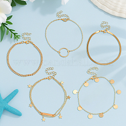 2Bags 10Pcs Iron & Alloy Link Anklets & Charm Anklets & Chain Anklets for Women&nbsp;BJEW-HY0002-65