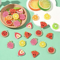 35Pcs 7 Styles Fruit Theme Spray Painted Opaque Resin Pendants&nbsp;RESI-YW0006-09