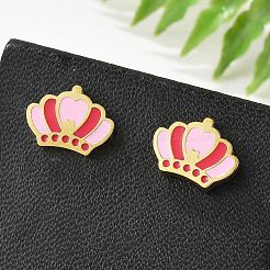 304 Stainless Steel Enamel Stud Earrings&nbsp;STAS-E502-01G-04