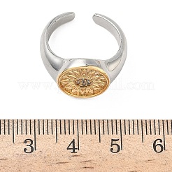 Brass Micro Pave Clear Cubic Zirconia Cuff Rings&nbsp;RJEW-G364-01GP-01