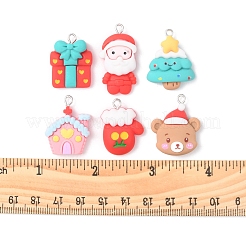 24Pcs 6 Styles Christmas Opaque Resin Pendants&nbsp;RESI-FS0001-43
