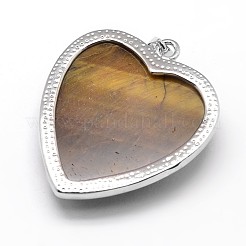 Heart with Flower Platinum Plated Brass Natural & Synthetic Mixed Stone Pendants&nbsp;G-F228-31-RS