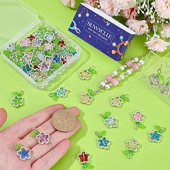 50Pcs Glass Flower Pendants&nbsp;FIND-SC0020-56