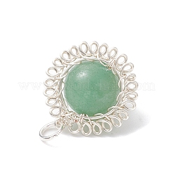 Copper Wire Wrapped Natural Amethyst & Green Aventurine & Rose Quartz & Lapis Lazuli & Carnelian Round Pendants&nbsp;PALLOY-JF04687-02