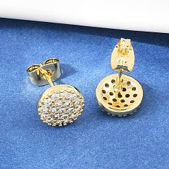 Brass Micro Pave Clear Cubic Zirconia Stud Earrings&nbsp;EJEW-F405-06G
