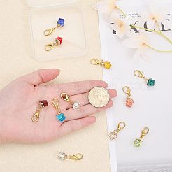 2 Sets Cube Glass Pendant Decoration&nbsp;HJEW-CA0001-34