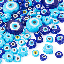 68Pcs 10 Styles Handmade Evil Eye Lampwork Beads&nbsp;LAMP-TA0002-71