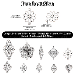 60Pcs 10 Styles Tibetan Style Alloy Flower Connector Charms&nbsp;FIND-YW0010-22