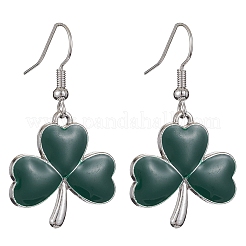 3 Pair 3 Style Saint Patrick's Day Alloy Enamel Dangle Earrings with Brass Pins for Women&nbsp;EJEW-JE05347