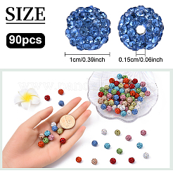 90Pcs 9 Colors Pave Disco Ball Beads&nbsp;RB-YW0001-23