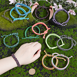 12Pcs 12 Colors Survival Polyester Cord String Bracelets for Hiking Camping Outdoor&nbsp;BJEW-UN0001-67