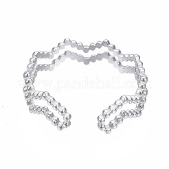 Non-Tarnish 304 Stainless Steel Wave Wrap Open Cuff Ring&nbsp;LS-RJEW-T023-66P