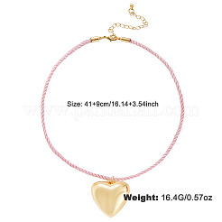 Brass Heart Pendant Twisted Nylon Cord Necklaces for Women&nbsp;WG15220-01