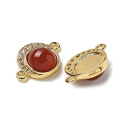 Brass Micro Pave Clear Cubic Zirconia Connector Charms&nbsp;KK-R210-30G-02