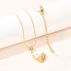 304 Stainless Steel with Acrylic Imitation Pearl Pendant Necklaces&nbsp;NJEW-H088-05C-G