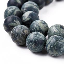 Frosted Natural Kambaba Jasper Beads Strands&nbsp;G-M272-14-6mm