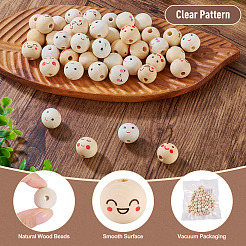 48Pcs 6 Styles Wood European Beads&nbsp;WOOD-TA0002-90