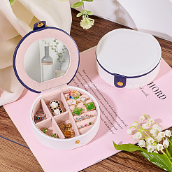Round PU Leather & Plastic Jewelry Set Storage Box&nbsp;CON-TAC0014-06A