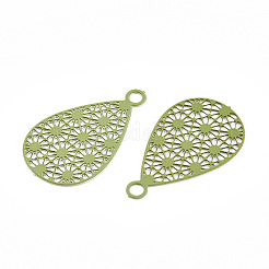 Spray Painted 430 Stainless Steel Filigree Pendants&nbsp;STAS-WH0047-78K