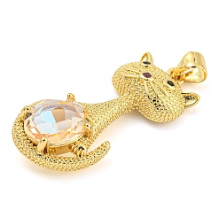Rack Plating Brass Micro Pave Clear Cubic Zirconia Pendants&nbsp;ZIRC-L100-159G