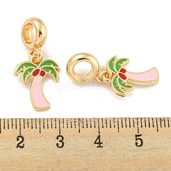 Rack Plating Alloy Enamel Coconut Tree European Dangle Charms&nbsp;FIND-B034-51G-02