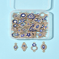 36Pcs 18 Styles Alloy Blue Enamel Connector Charms&nbsp;ENAM-FS0002-97