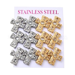 6 Pairs 304 Stainless Steel Cubic Zirconia Cross Stud Earrings&nbsp;EJEW-P330-01A