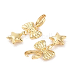 Bowknot Brass Hoop Earrings for Women&nbsp;EJEW-S231-03G-03