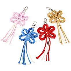 4Pcs Flower Cotton Threads Pendants Decorations&nbsp;HJEW-TA00406