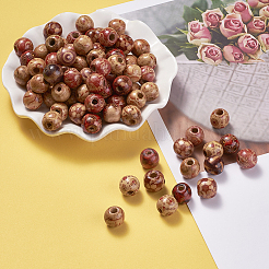 Printed Natural Wood Beads&nbsp;WOOD-TA0001-15