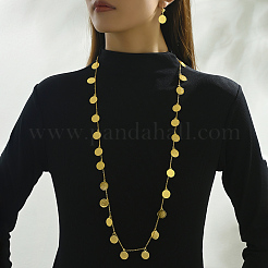 Vintage Brass Coin Charms Necklaces & Earrings Sets for Women&nbsp;UG1537