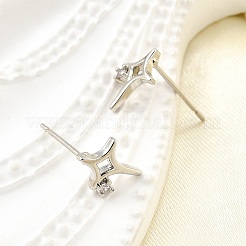 Brass Micro Pave Clear Cubic Zirconia Stud Earrings&nbsp;EJEW-M103-03P