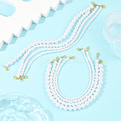 8Pcs 4 Style ABS Plastic Imitation Pearl Hat Chains&nbsp;HJEW-SW00315
