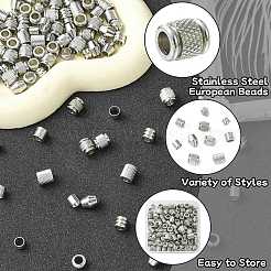100Pcs 10 Styles 303 & 201 Stainless Steel European Beads&nbsp;STAS-CJ0002-78