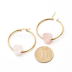 Heart Natural Rose Quartz Beads Earrings for Girl Women&nbsp;EJEW-JE04638-01