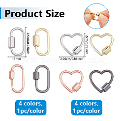 8Pcs 2 Styles 4 Colors Alloy Screw Carabiner Lock Charms&nbsp;FIND-DC0008-31B