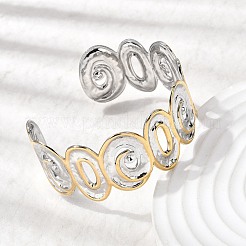 Hammered 304 Stainless Steel Cuff Bangles for Women&nbsp;BJEW-P371-01A