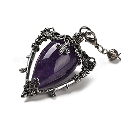 Natural Amethyst Triangle Dowsing Pendulum Pendants&nbsp;G-G022-01AS-01