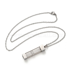 Glass Hourglass Rectangle Pet Memorial Keepsake Urn Ashes Pendant Necklaces&nbsp;NJEW-P326-01P