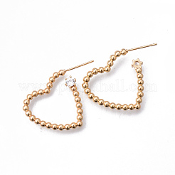 Brass Clear Micro Pave Cubic Zirconia Stud Earrings&nbsp;KK-N232-194-NF