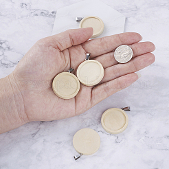 Wooden Pendant Cabochon Settings&nbsp;WOOD-TAC0001-B-02