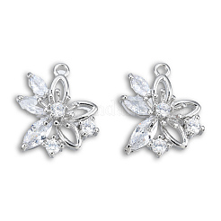 Brass Pave Clear Cubic Zirconia Pendants&nbsp;KK-N235-042P