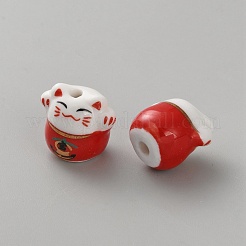 Handmade Printed Porcelain Beads&nbsp;PORC-WH0018-03A