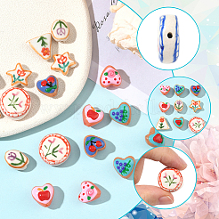 20Pcs 10 Styles Flower Theme Handmade Porcelain Beads&nbsp;LAMP-SC0001-64