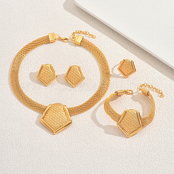 Alloy Polygon Bracelets & Earrings & Necklaces & Rings Sets for Women&nbsp;IY7579