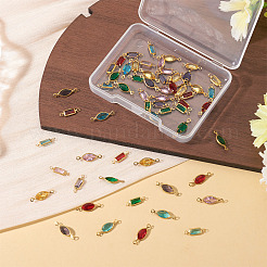 60Pcs 12 Styles Brass Pave K9 Glass Connector Charms&nbsp;KK-TA0003-13