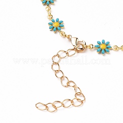 Daisy Link Chain Necklaces & Bracelets Jewelry Sets&nbsp;SJEW-JS01138-02