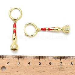 Brass Enamel House Hoop Earrings&nbsp;EJEW-B149-04G