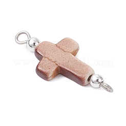 Spray Painted Synthetic Turquoise & Electroplate Non-magnetic Synthetic Hematite Connector Charms&nbsp;PALLOY-JF04311-01
