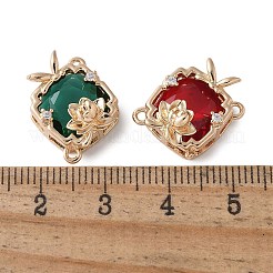 Brass Pave Glass Connector Charms&nbsp;KK-D355-04G